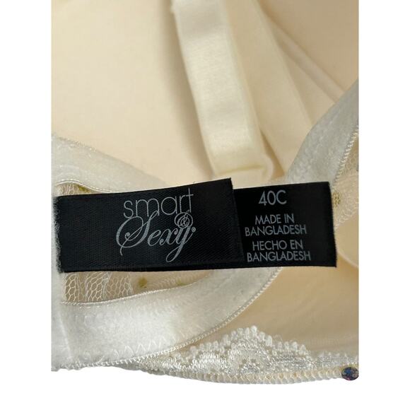 Smart and Sexy Bra SA575 Size 40C White Sequin Underwire Full Coverage - Picture 4 of 9